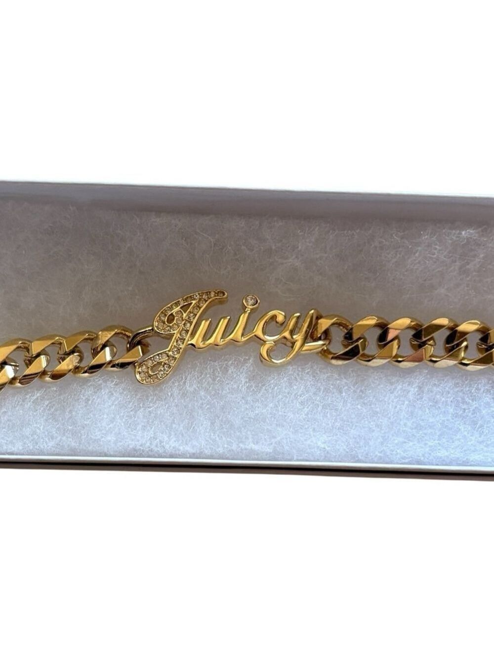 Juicy Couture "juicy" Crystal Gold Tone Magnetic Clasp Vintage